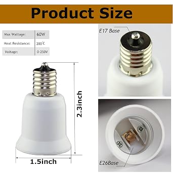 (Pack-3) FINELED E17 to E26 Socket Adapter,Intermediate Base E17 to Standard Medium Base E26 Converter