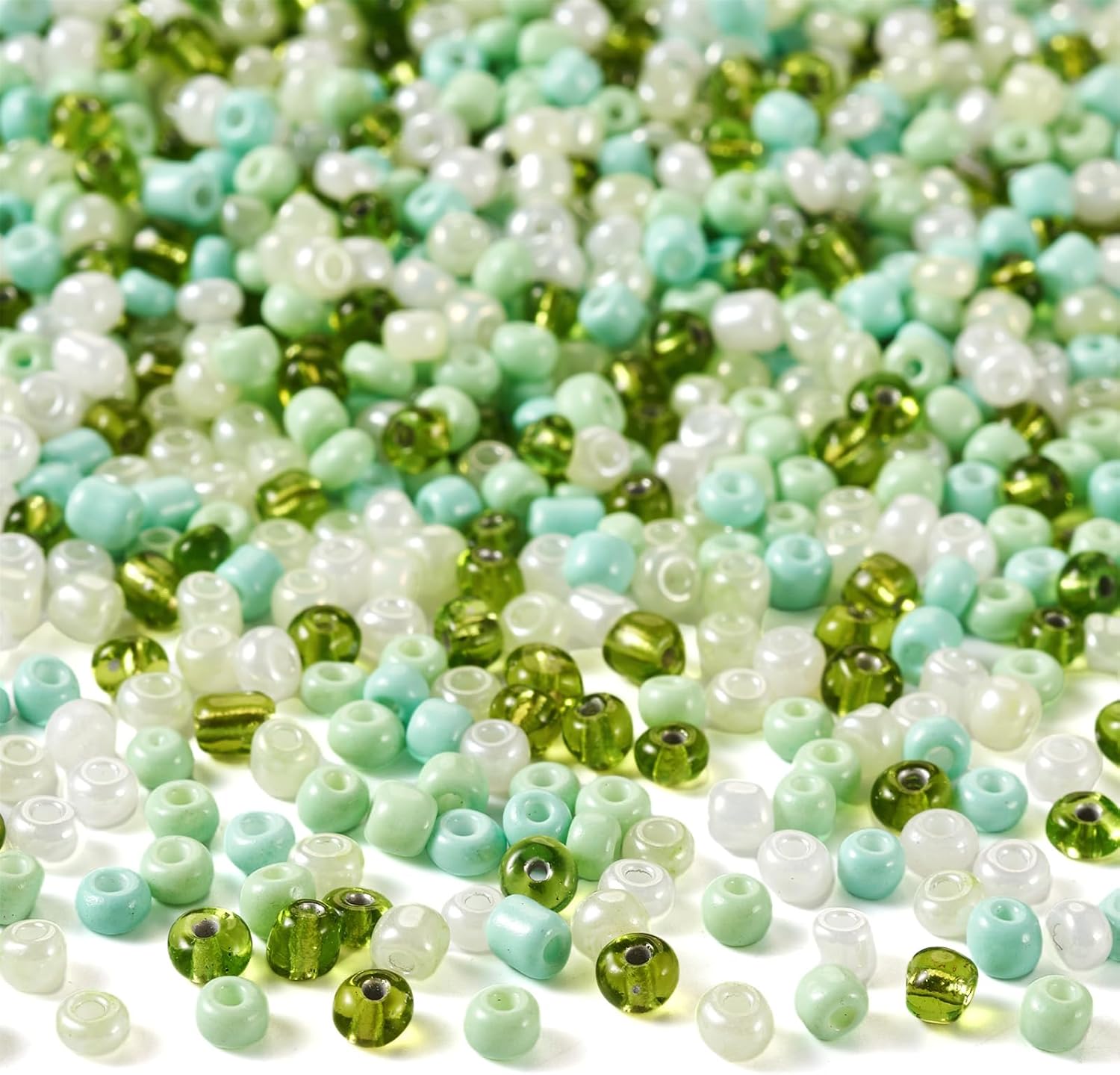 FASHEWELRY 1 Bag 4mm Glass Seed Beads Pale Green Opaque Transparent Round Crystal Pony Beads Small Kandi Beads for Bracelets Necklace Earring DIY Jewelry Making Craft - Image 7