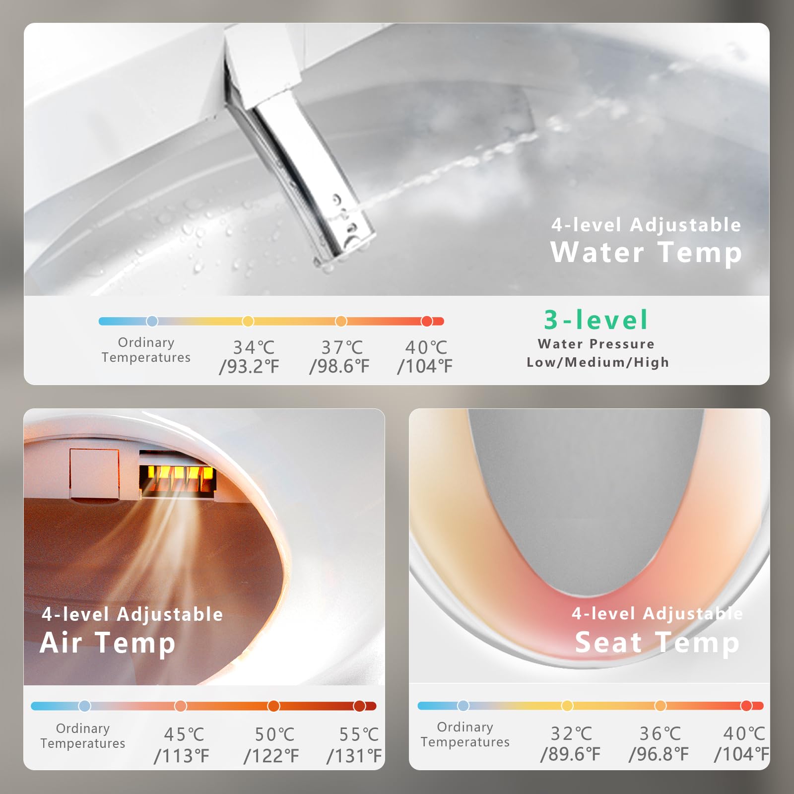 WONDERSKY Elongated Bidet Toilet Seat Smart Heated Toilet Seat with Warm Water and Dryer Soft Close Bidet Seat — view 3