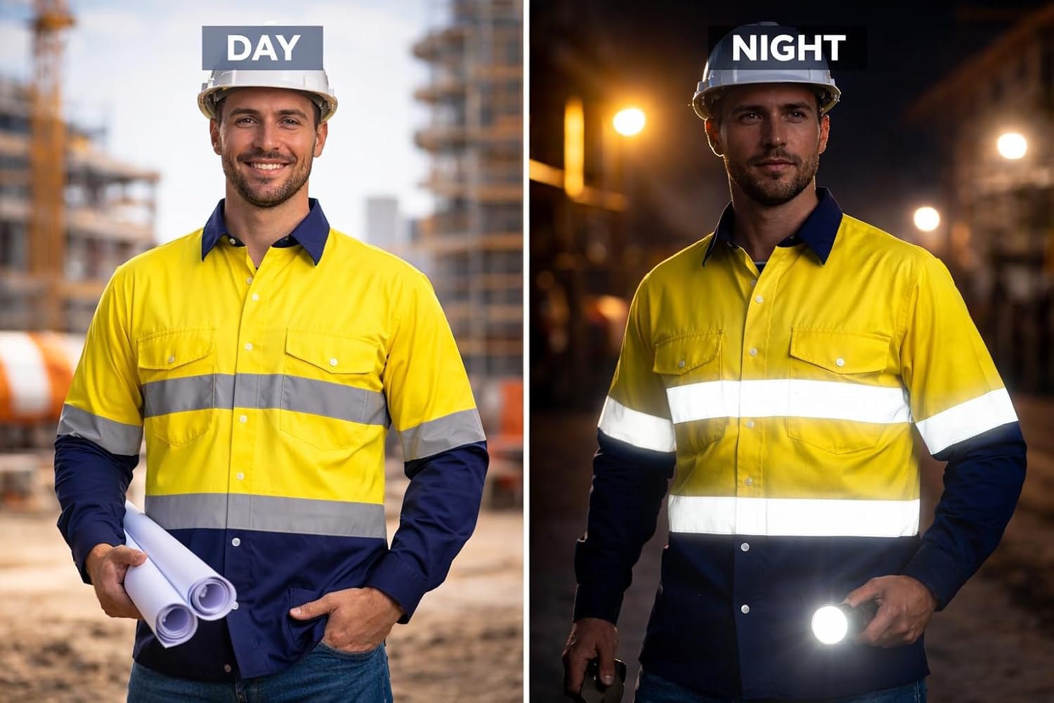 Just In Trend High Visibility Hi Vis Reflective Safety Work Shirts - Image 4