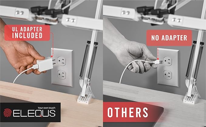 ELEQUS Computer LED Desk Lamp Home Office, Desk Light Bar with Clamp, Architect Table Lamp on Clip for Work, Large Tall Adjustable Flexible Monitor Light, Bright Modern Clamp Lamps for Reading White photo 2