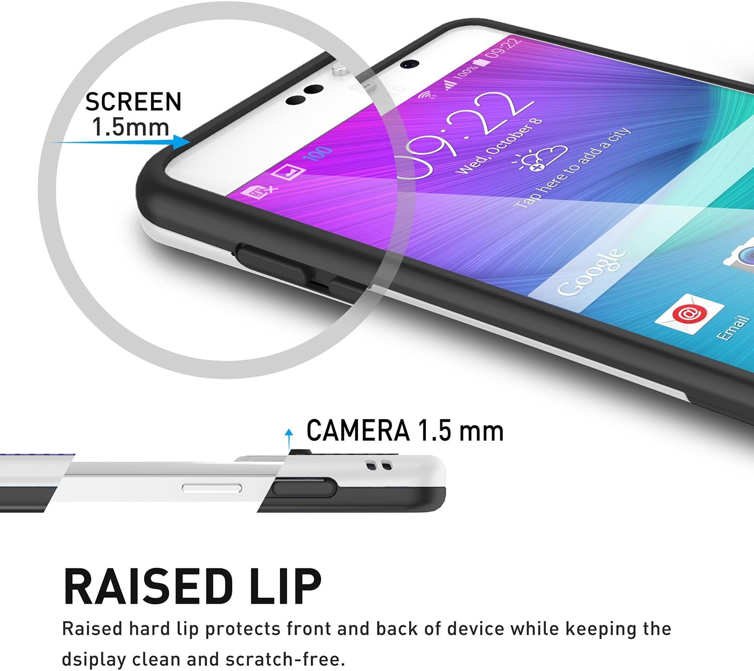 Galaxy Note 5 Case, TILL(TM) Ultra Slim 3 Color Hybrid Impact Anti-Slip Shockproof Soft TPU Hard PC Bumper Extra Front Raised Lip Case Cover for Samsung Galaxy Note 5 V SM-N920 [Black]