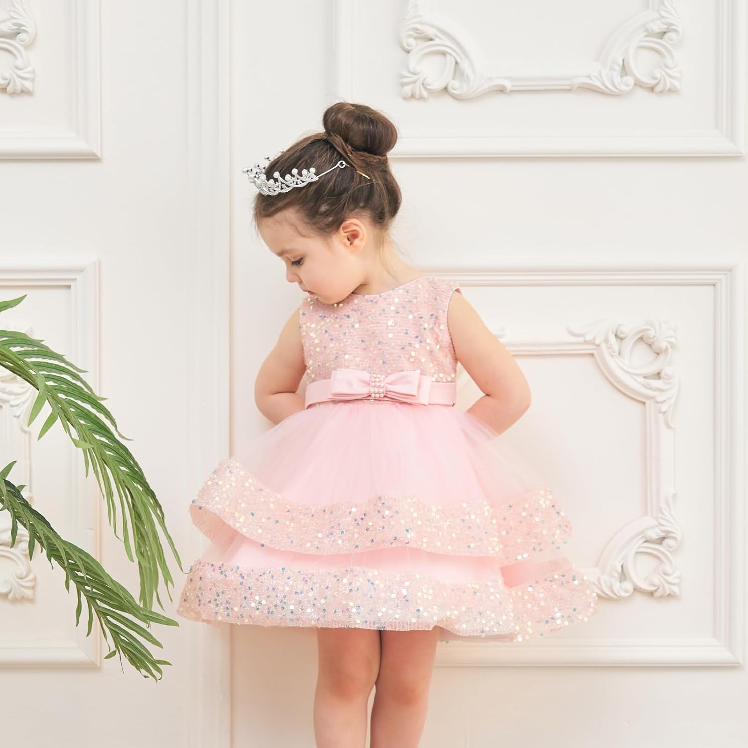 Miipat Baby Girl Pageant Dress Sequins Princess Dress Toddler Flower Wedding Birthday Party Gown Dresses 12 Months-4 Years