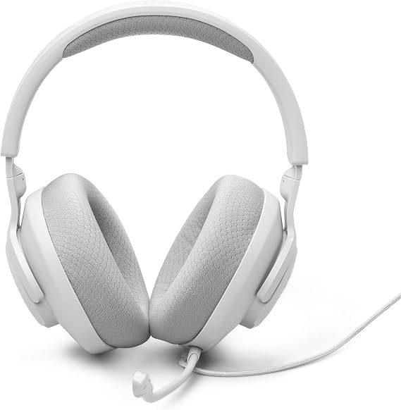 JBL Quantum 100M2 - Wired Over-Ear Gaming Headset Omnidirectional, Removable Microphone, Mute Option, Fabric Covered Memory Foam Ear Cushion, Compatible with All Platforms White