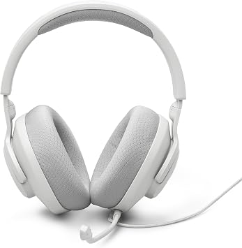 JBL Quantum 100M2 - Wired Over-Ear Gaming Headset Omnidirectional, Removable Microphone, Mute Option, Fabric Covered Memory Foam Ear Cushion, Compatible with All Platforms White