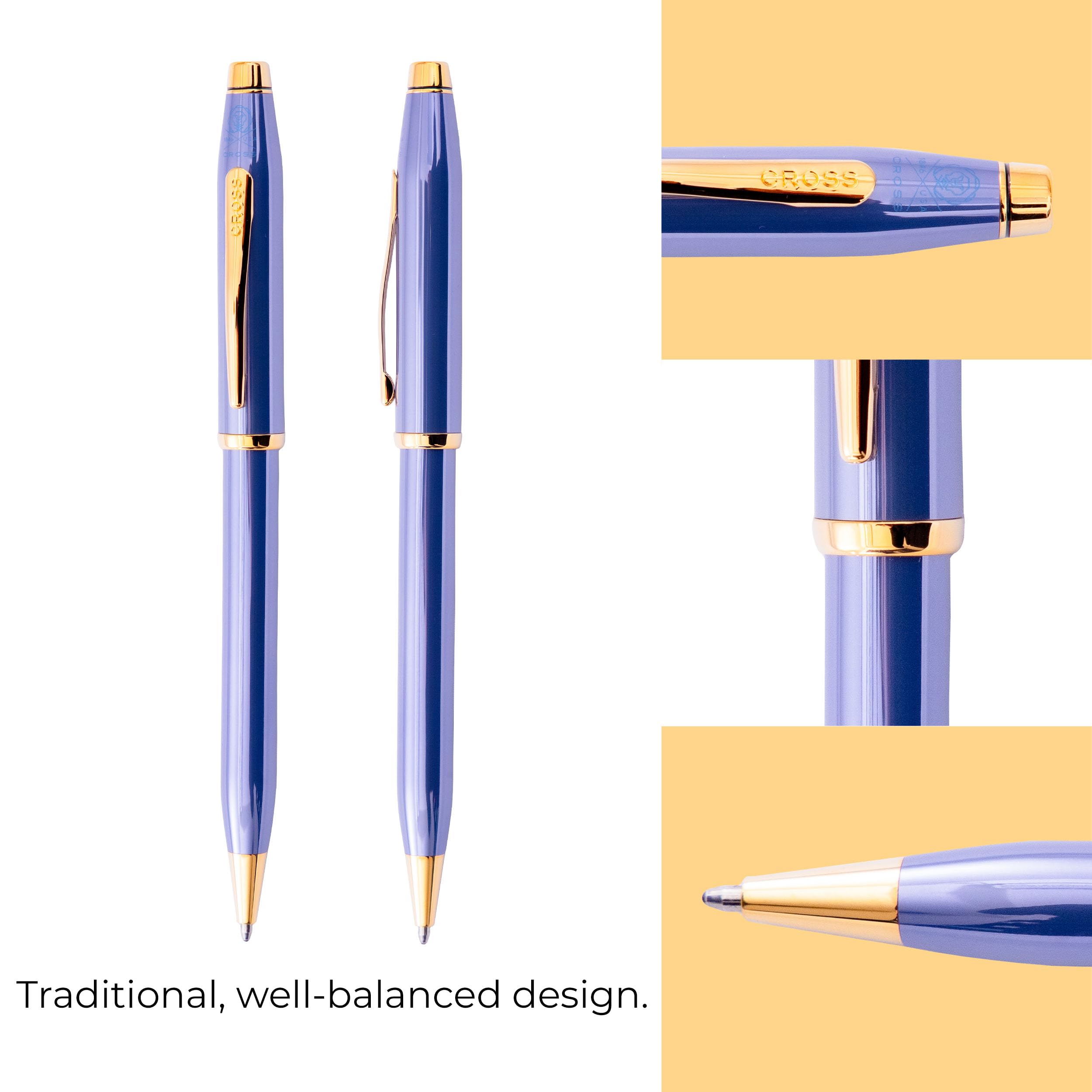 Cross Century II średni długopis - czarny atrament - lawendowy niebieski/złoty - w zestawie pudełko prezentowe premium