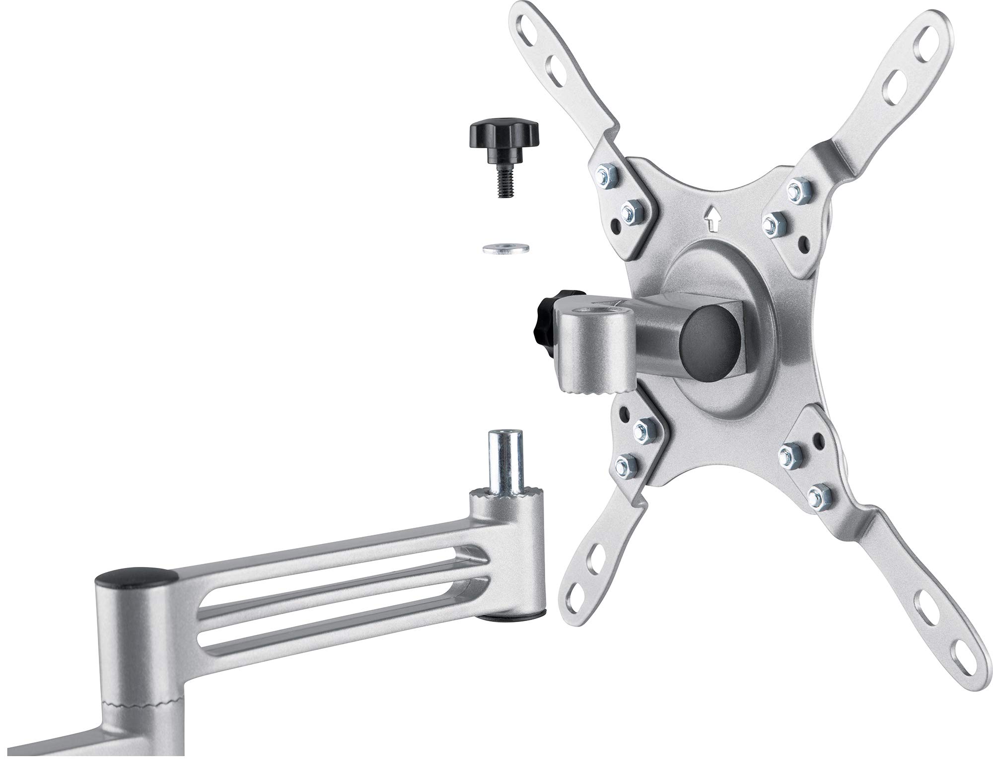SCHWAIGER LWHD4315 513 Soporte de Pared para TV 13-43 Pulgadas Soporte para TV inclinable, Giratorio, orientable máx. 15 kg máx. VESA estándar 200x200 Plateado Incl. Accesorios de Montaje