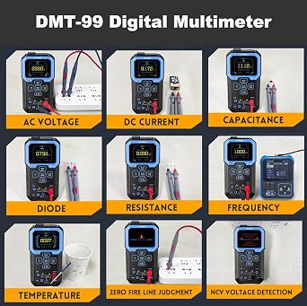 DMT-99 Digital Multimeter, 9999 Counts TRMS Multimeter Tester, Auto-Ranging AC/DC Volt Meter, Resistance Capacitance Diode Frequency Meter Tester, NCV, Recording & Monitoring Modes