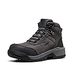 KEEN Utility Men's Skokie Hiker Style Mid Height Composite Toe 90 Degree Waterproof Work Boots, Magnet/Black, 14 Wide