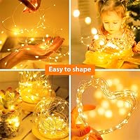 btfarm 8 db Elemes Tündérfény - 2m Ezüst Drót, 20 LED, Meleg Fehér Mikroégők, Vízálló Dekorációs Fényfüzér Karácsonyra, Esküvőre, Partikra 3