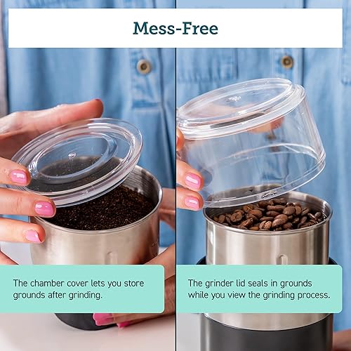 Vista 16 de COSORI Molinillo eléctrico de café expreso, cuchillas de acero inoxidable de grado alimenticio, 12 tazas, color negro