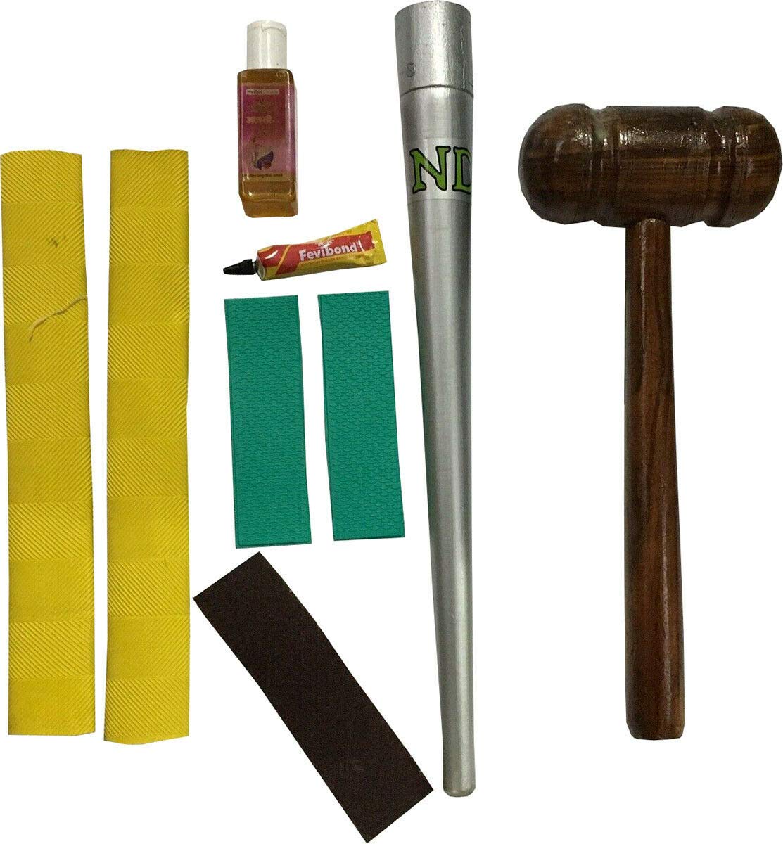 ND Cricket Bat Repair Kit Toe Guard Glue Sand Paper Oil Bat Grip Cone Mallet