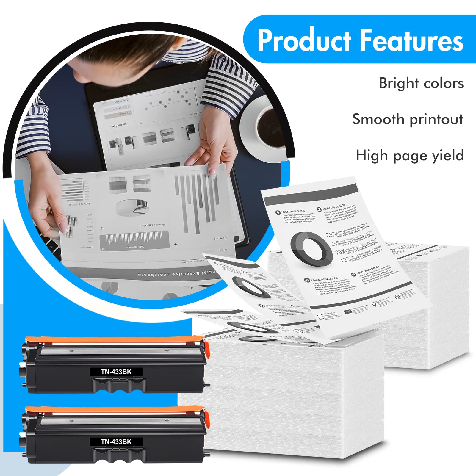 TN433 TN-433 MFC L8900CDW - Cartucho De Tóner Compatible Con Brother TN433BK TN433 TN-433 MFC