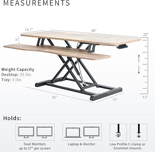 Vista 91 de VIVO DESK-V026KP - Convertidor de escritorio de 26 pulgadas, serie K, elevador de altura ajustable, para monitores y laptops, bandeja ancha