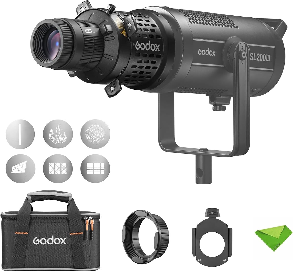 Godox BLP LED Bowens Mount Accesorio de proyección, kit de foco, giratorio 360°, lente de 3.346 in incluida, soporte de lente EF para luz de vídeo LED para Godox SL60W, SL150, LA150, LA200, SZ150, SZ200, M200D, etc.
