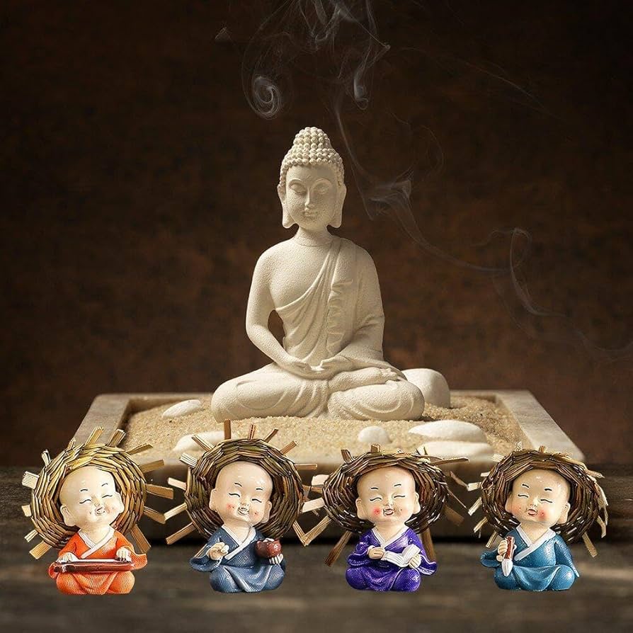 Amazon.co.jp: 僧侶 四人 小坊主 自動車装飾 樹脂工芸品 人形
