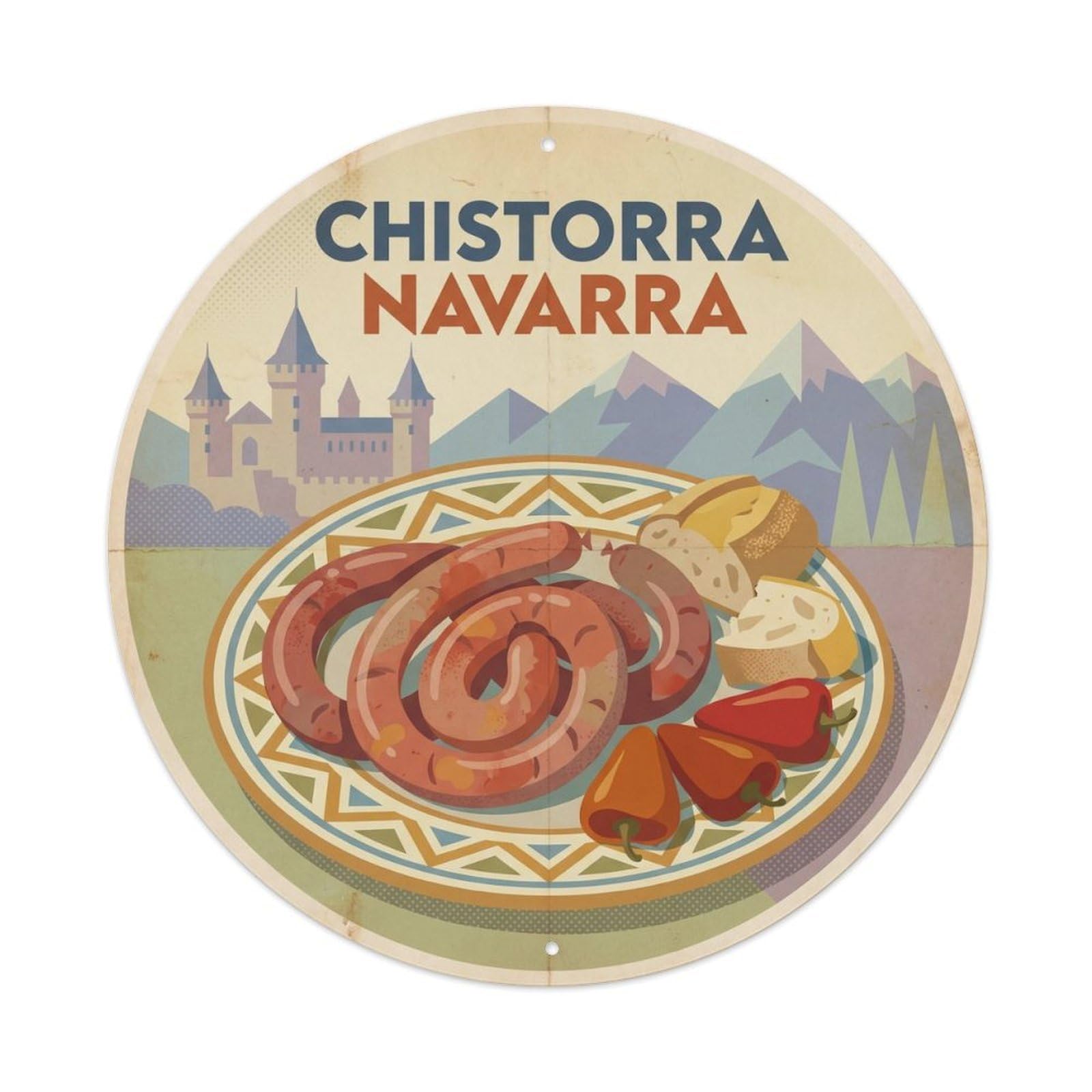 Spain Cuisine Chistorra Sausage Navarre Travel Metal Tin Sign