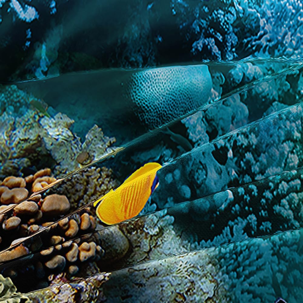 Ocean Bedding Sets King Size Blue Sea Turtle Duvet Cover Set Nautical Coastal Bedding Comforter-Cover for Kids Boys Girls Sea-Animal Bedroom Decor