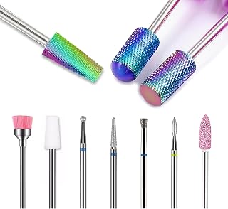 10pcs Nail Drill Bits Set, Tungsten Carbide Diamond Nail Drill Bits for Acrylic Nails Poly Gel Cuticle Remove, 3/32'' Professional Nail Bits for Nail Drill Efile, Manicure Pedicure Tools