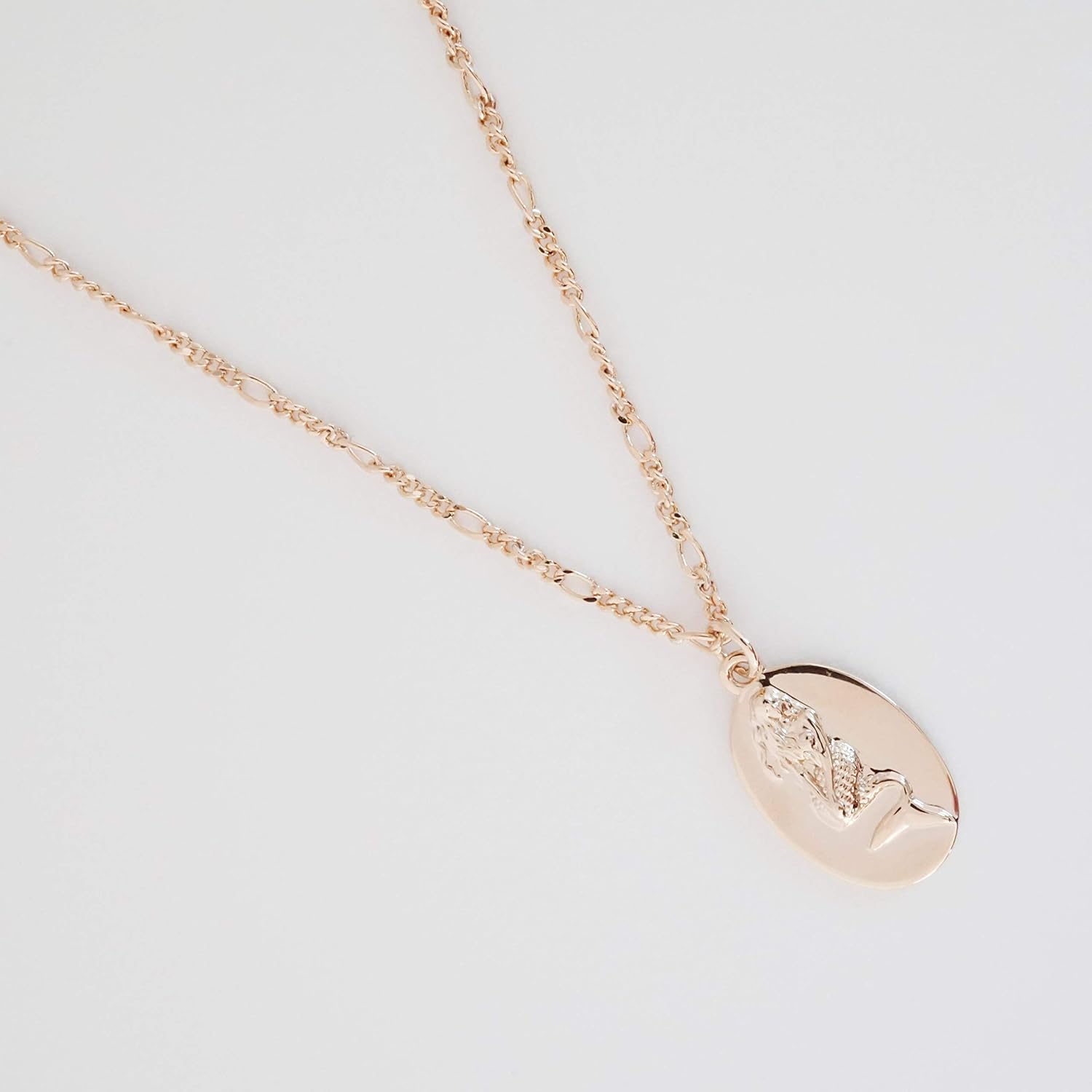 Honeycat Mermaid Disc Pendant Necklace in Gold, Rose Gold, or Silver | Minimalist, Delicate Jewelry