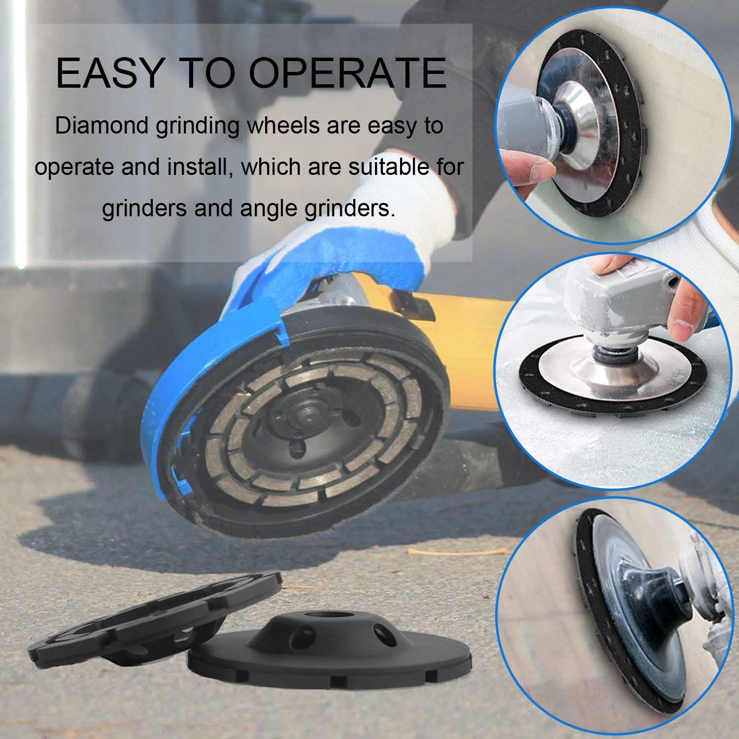 JONMON Double Row Diamond Cup - 5 Inch Surface Grinding Wheel, 125MM Heavy Duty Turbo Row Segment Grinder Disc Tool for Angle Grinder Polishing Concrete Masonry Granite Cleaning