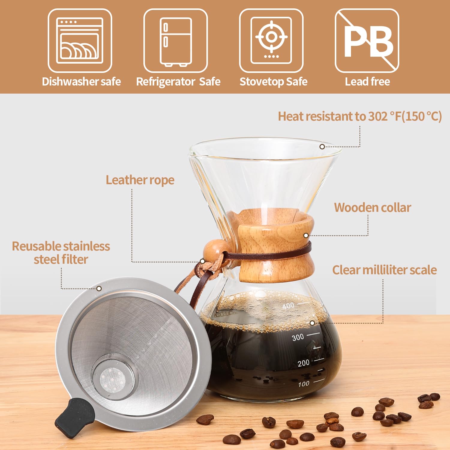 1 mug of coffee in oz Forma Professional 17 oz Glass Coffee Mug - Double Wall, Borosilicate, with  Handle - 5 1/2'' x 5 1/2'' x 3 3/4'' main image 0