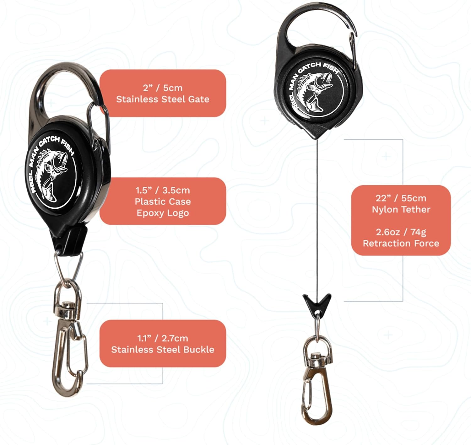 HOOK-EZE Titanium Fishing Pliers, 4.1" Saltwater Resistant Fishing Scissors， Fly Fishing Zinger Retractor for Anglers Vest, Pack of 3