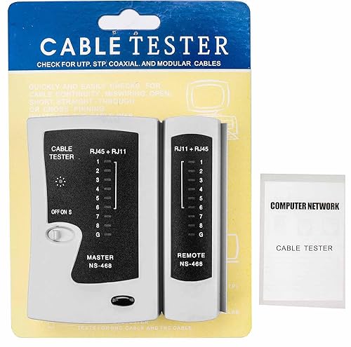 Miniatura 3 de Alaixiu Probador de cable de red LAN, probador de continuidad para conexiones de par trenzado de cable de datos RJ45 RJ11 RJ12, potenciando