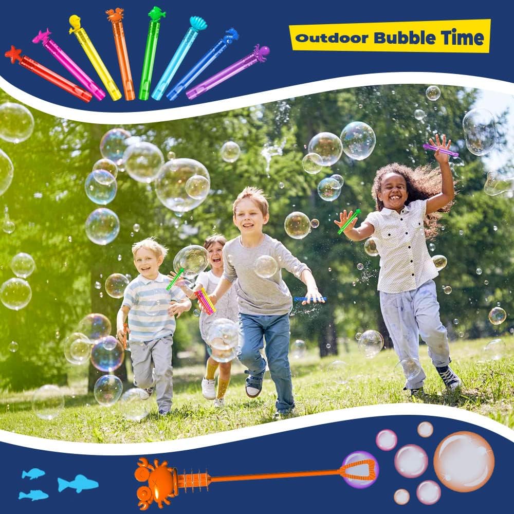 32Pcs Sea Mini Bubble Wands Assortment 8 Styles 8 Colors Bubble Party Favors for Kids, Bubbles for Kids, Themed Birthday Party Favors, Classroom Prizes Summer Outdoor Gifts for Girls Boys image 7 of 7 B0C2CDXV9C