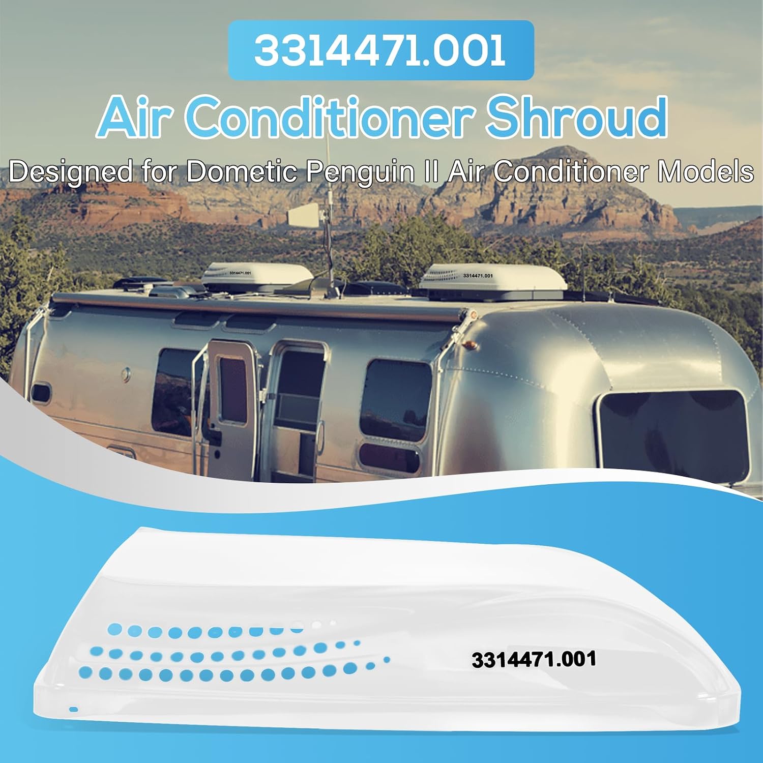 3314471.001 RV Air Conditioner Shroud Assembly Fits for Dometic Penguin II Units 11,000-15,000 A/C and Heat Pumps, White