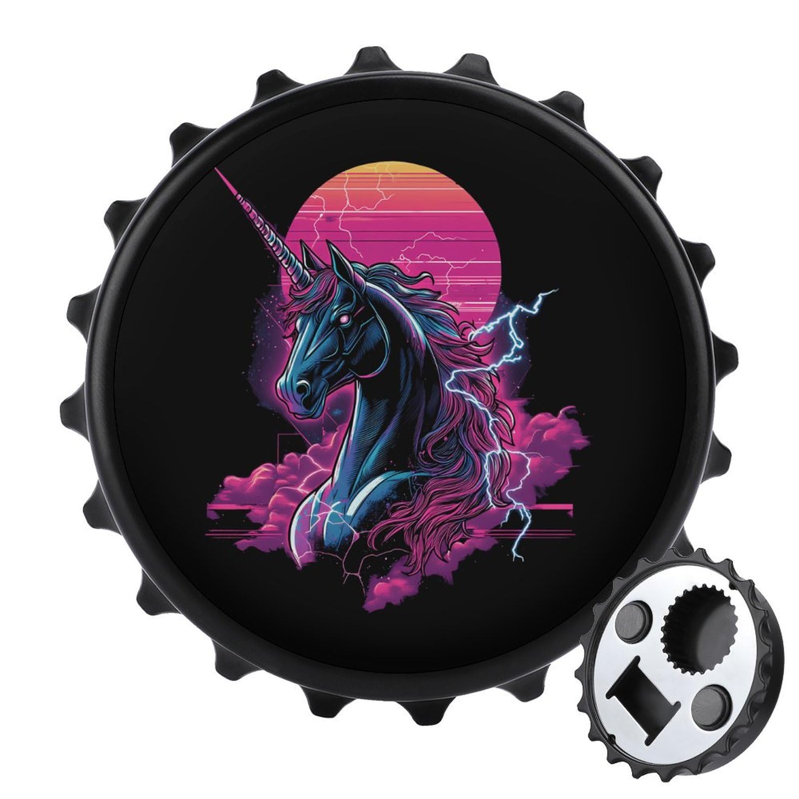 Beast Unicorm Thunder 2 in 1 Beer Bottle Opener Wall Mount Opener Portable Easy Storage Gift for Men Women Black-style