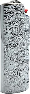 Metal Lighter Case Cover Holder Vintage Dragon Engraving for BIC Full Size Lighter J6