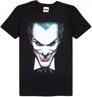 Joker T-Shirt for Men | Clown Face Short Sleeve Black Cosplay Top | Supervillain Merchandise