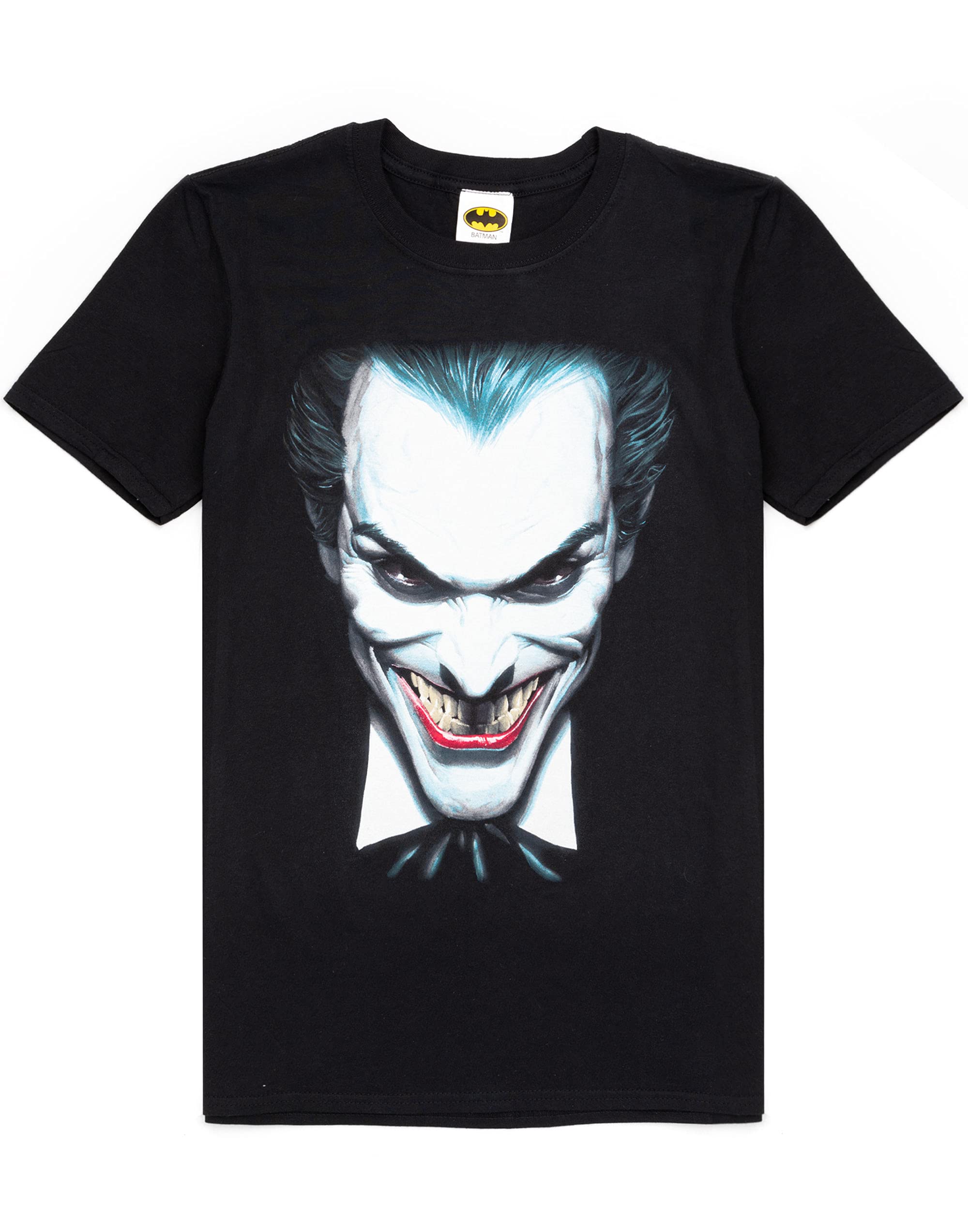 DC Comics Joker T-Shirt for Men | Clown Face Short Sleeve Black Cosplay Top | Supervillain Merchandise