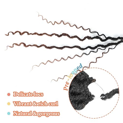Miniatura 3 de Goddess Locs - Cabello de ganchillo de 22 pulgadas para mujeres negras, 6 paquetes de rastas bohemias con extremos rizados T1b430