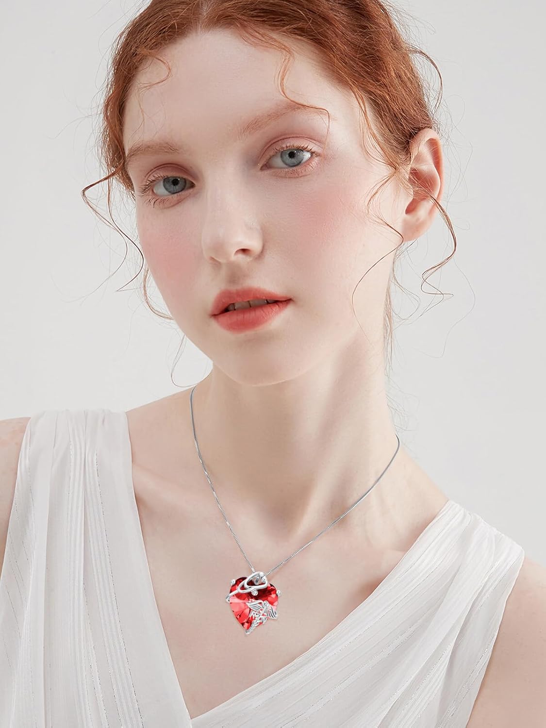 OCJ Nurse Gifts Sterling Silver Stethoscope RN Caduceus Heart Necklace Medical Theme Jewelry for Women Birthday Graduation Christmas Gift for Nurse Doctor Nursing Student - Image 3