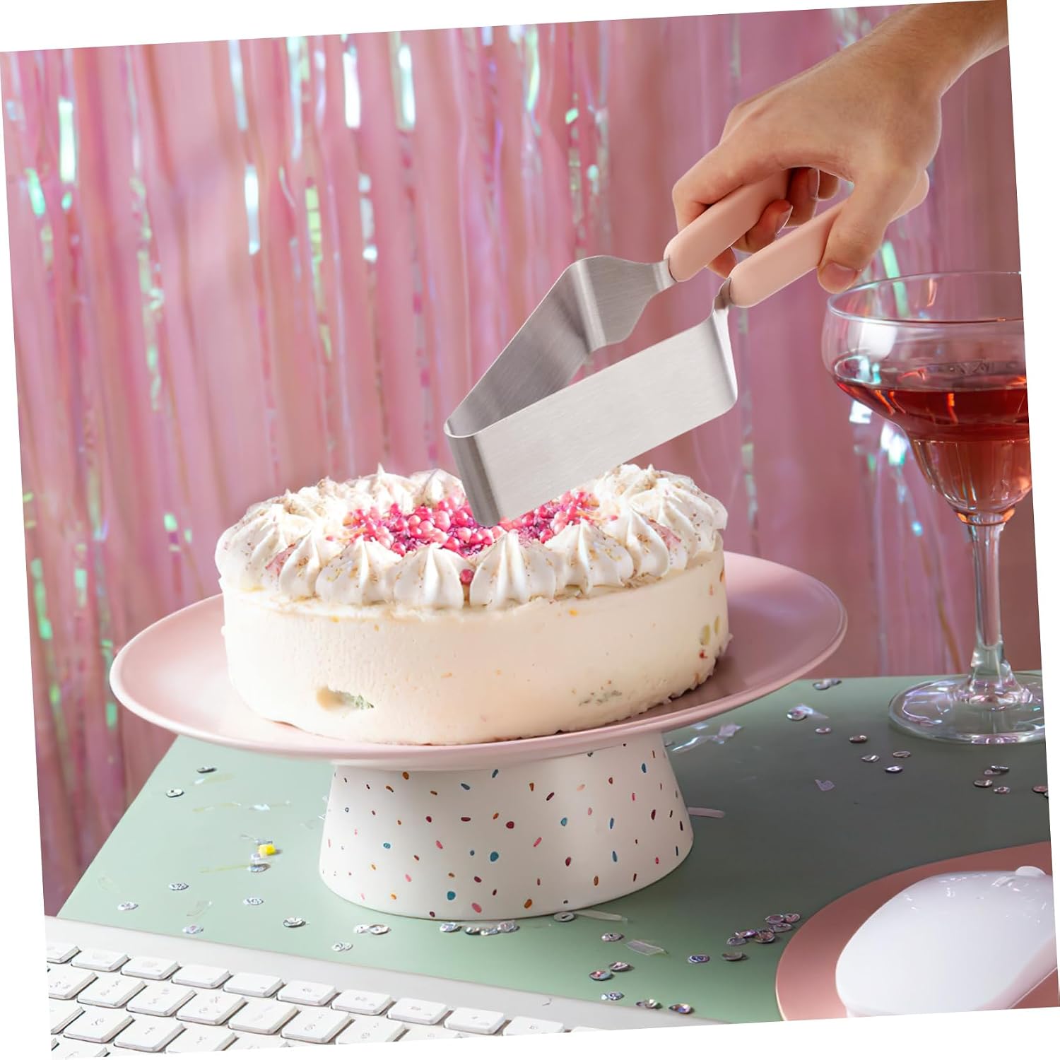 Ipetboom 2pcs Stainless Steel Plastic Cake Divider Slicer Cutter