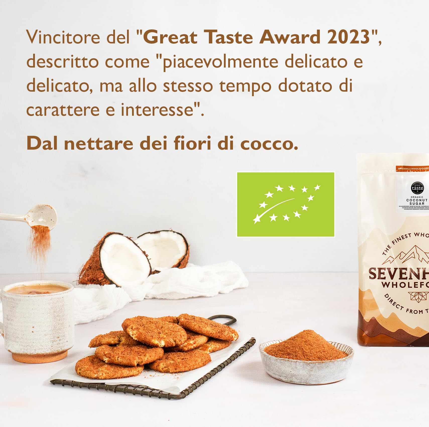 Sevenhills Wholefoods Zucchero Di Cocco Bio 1.8 kg, dal fiore di nettare di cocco, per bevande, dessert e prodotti da forno