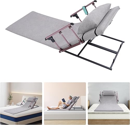 Miniatura 4 de Respaldo de cama eléctrico para ancianos, respaldo de cama ajustable eléctrico con barandilla de aluminio plegable, almohadilla de extensión y