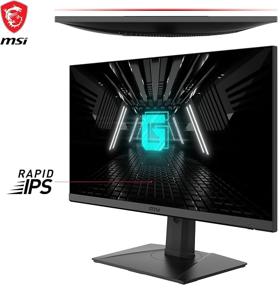 msi G272QPF, 27 Gaming Monitor, 2560 x 1440 (QHD), Rapid IPS, 1ms, 170Hz, G-Sync Compatible, HDR Ready, HDMI, Displayport, Tilt, Swivel, Height Adjustable, Pivot