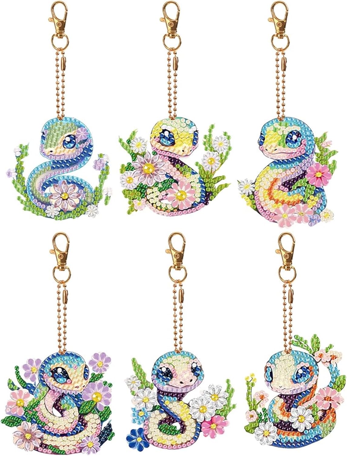 Amazon.com: 6 Pcs Diamond Painting Keychain Kits,Double Sided Diamond ...