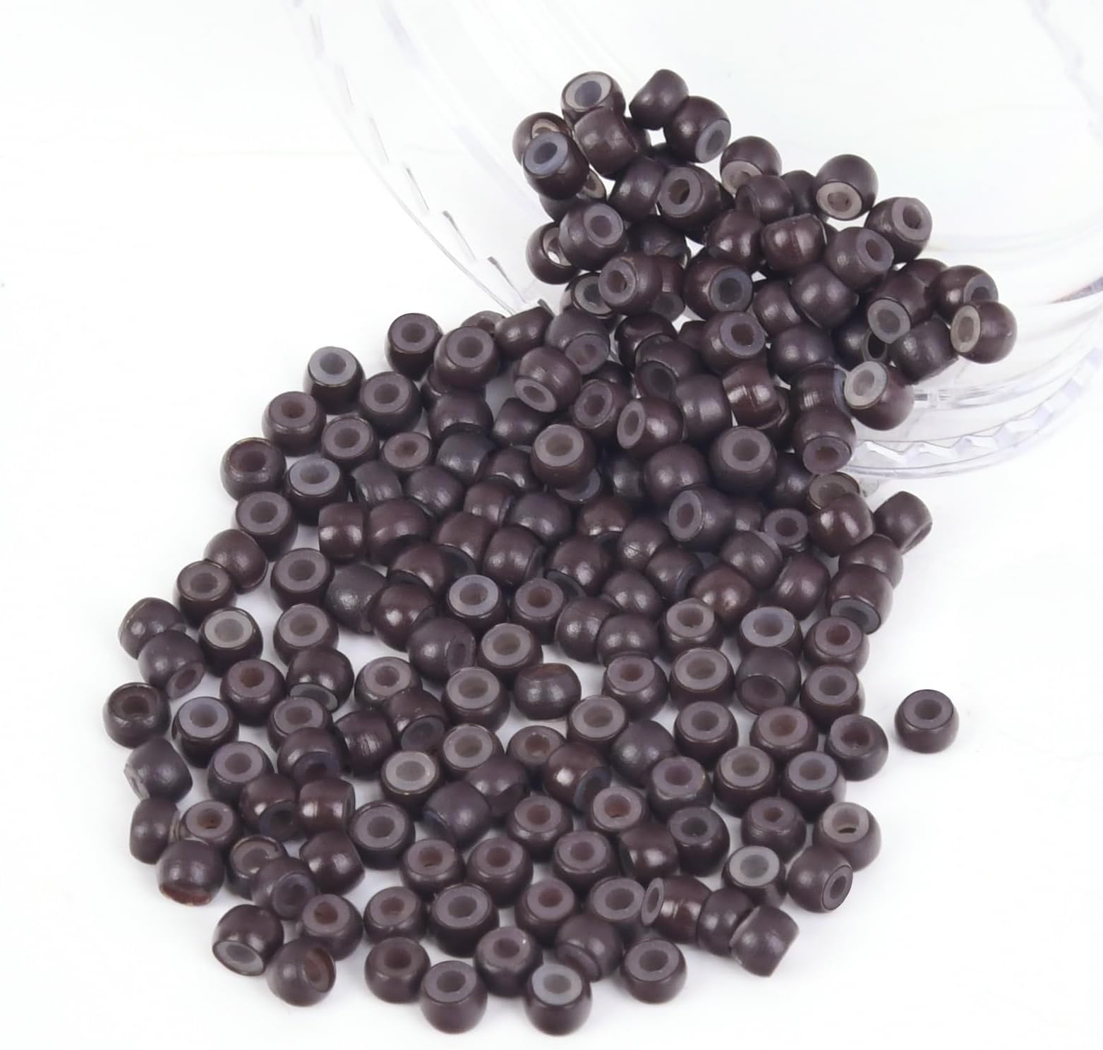 Vlasy 200Pcs Nano Ring Beads Silicone Lined Beads for Nano Ring Human Hair Extensions 5 Color Optional (Brown)