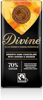 DIVINE CHOCOLATE Ginger & Orange Dark Chocolate 70%, 90 GR