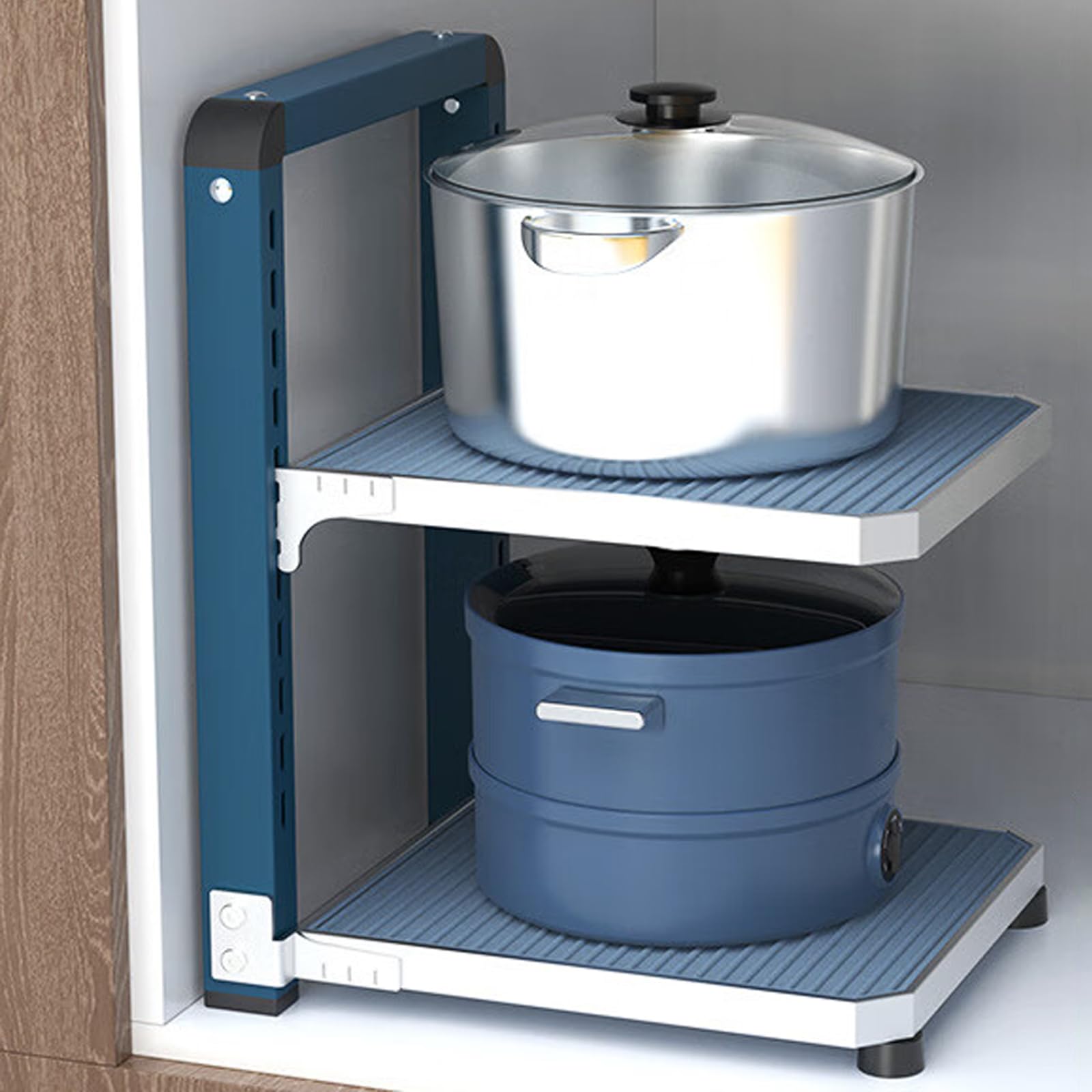 Étagère robuste pour casseroles et poêles – Solution de rangement réglable à 2/3/4 couches pour armoires de cuisine sous l'armoire et support de casseroles pour usage domestique