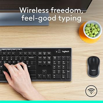 Logitech MK270 Wireless Keyboard and Mouse Combo for Windows, 2.4 GHz Wireless, Compact Mouse, Black