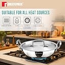BERGNER TriPro Tri-Ply Stainless Steel 26cm (3.7L) Deep Kadai/Kadhai with Stainless Steel Lid, Durable Stay Cool Handles, Healthy Cooking, Less Oil Use, Easy to Clean - Induction and Gas Stove Ready gallery image