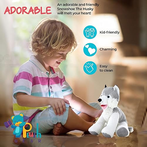 Miniatura 6 de Snowshoe The Husky - Animal de peluche de 16 pulgadas, suave perro husky de peluche para niños y niños pequeños, regalo realista de peluche de