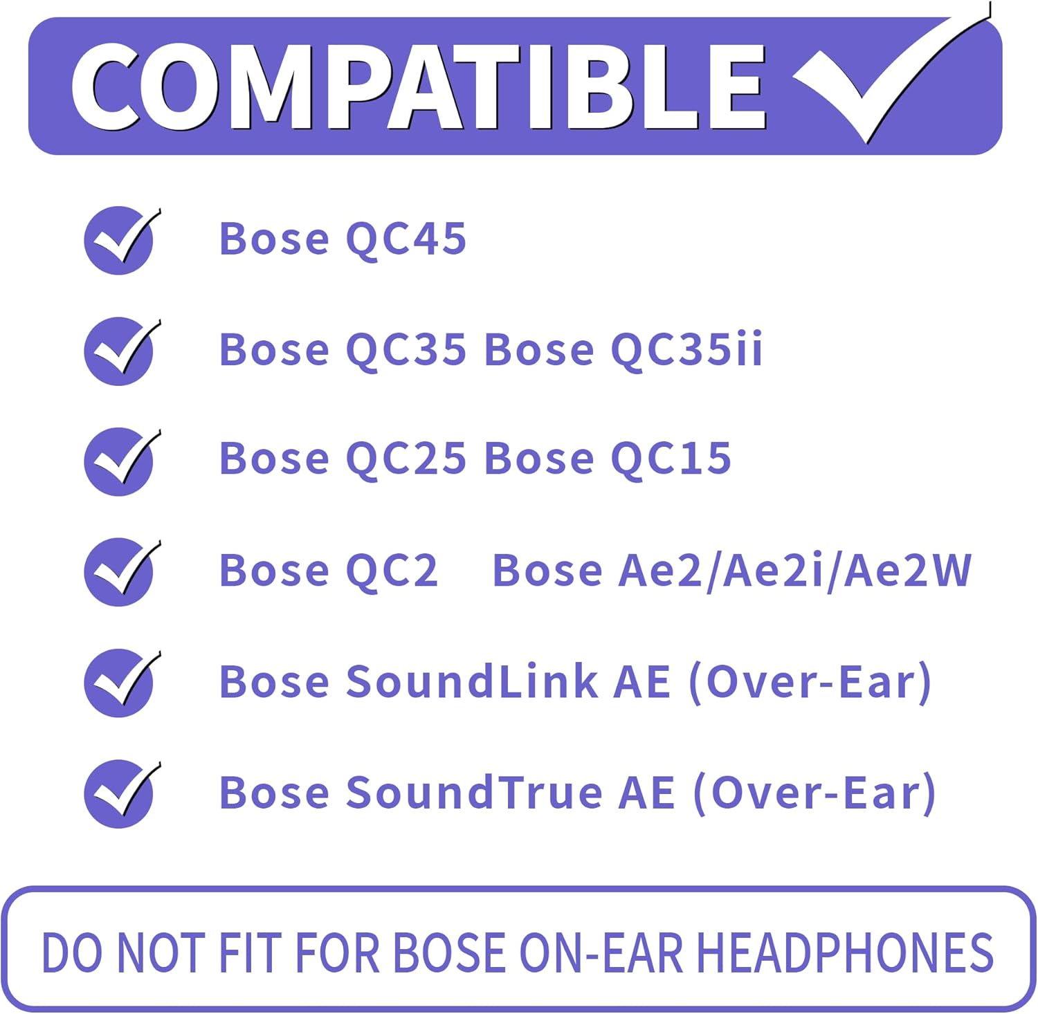 Upgraded Cooling Gel Ear Pads Replacement for Bose QC25/QC35/QC45/AE2/AE2i/AE2w Headphones, Noise Cancelling, High-Density Memory Foam, Extra Thick and coolerIce Silk Fabric - Black/Purple - Image 2