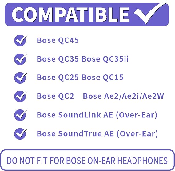 冷却ジェルイヤーパッドクッション 交換用イヤーパッドクッション Bose QC25/QC35/QC45ヘッドフォン用 アイスシルク生地のイヤーパッドクッション ブラック/パープル