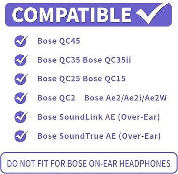 冷却ジェルイヤーパッドクッション 交換用イヤーパッドクッション Bose QC25/QC35/QC45ヘッドフォン用 アイスシルク生地のイヤーパッドクッション ブラック/パープル